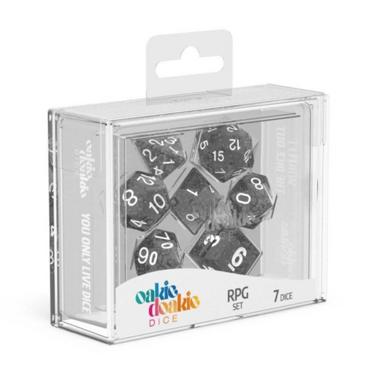 Multi-sided Dice Black Oakie Doakie Dice Set 7 Dice RPG Set Speckled Black
