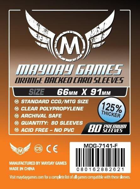 Orange Matte Card Sleeves 63.5x88mm Mayday Games Orange Backed Card Sleeves