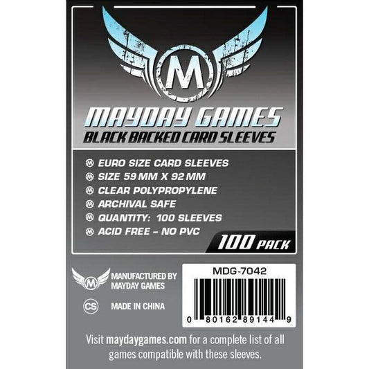 Mayday Games Black Backed Euro Card Sleeves 59x92mm