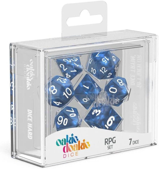 多面骰子 藍色 Oakie Doakie Dice Set 7 Dice RPG Set Marble Blue