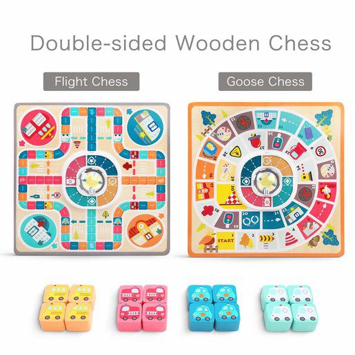 2 in 1 wooden traffic theme chess toy