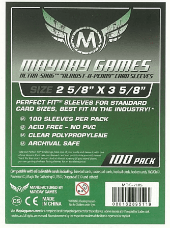 Card Sleeves Fully Transparent 63.5x88mm Mayday Games Standard Size Card Sleeves