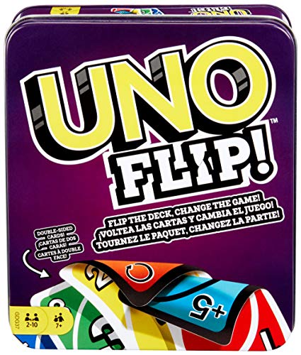 UNO FLIP! Tin reversible double-sided game card in tin box